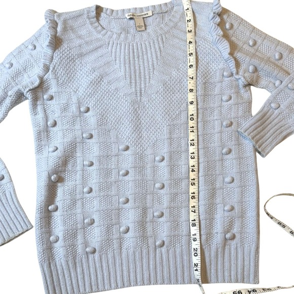 Autumn Cashmere Light Blue Bobble Knit Sweater Crew Neck Ruffle Shoulders Size S - Picture 6 of 6
